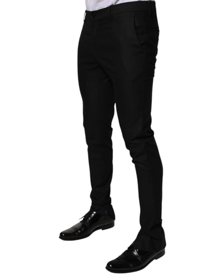 Dolce & Gabbana Black Virgin Wool MenSkinny Dress Formal Pants