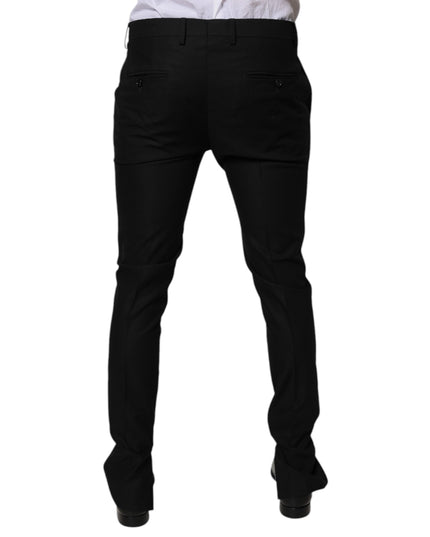Dolce & Gabbana Black Virgin Wool MenSkinny Dress Formal Pants