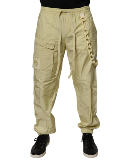 Dolce & Gabbana Yellow Nylon Cargo Chain Men Jogger Pants