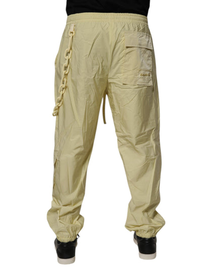 Dolce & Gabbana Yellow Nylon Cargo Chain Men Jogger Pants