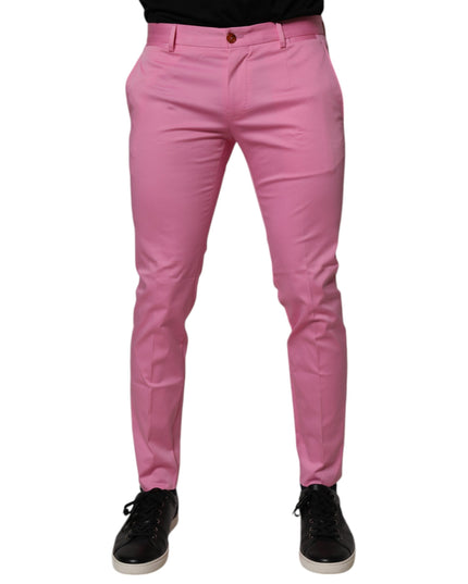 Dolce & Gabbana Pink Cotton Slim Fit Men Dress Formal Pants