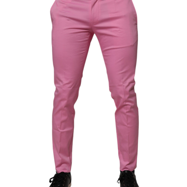 Dolce & Gabbana Pink Cotton Slim Fit Men Dress Formal Pants