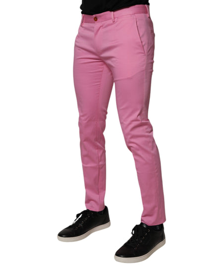 Dolce & Gabbana Pink Cotton Slim Fit Men Dress Formal Pants