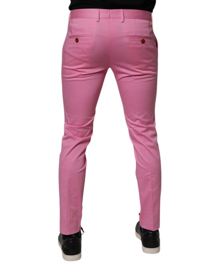 Dolce & Gabbana Pink Cotton Slim Fit Men Dress Formal Pants