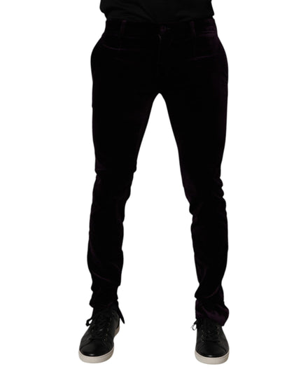 Dolce & Gabbana Violet Velvet Cotton Men Dress Formal Pants