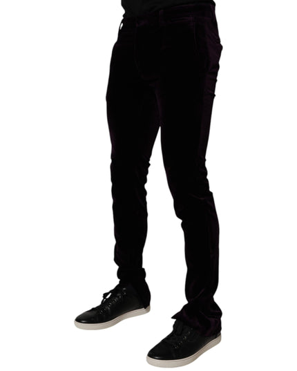 Dolce & Gabbana Violet Velvet Cotton Men Dress Formal Pants