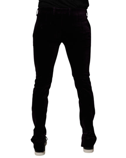 Dolce & Gabbana Violet Velvet Cotton Men Dress Formal Pants