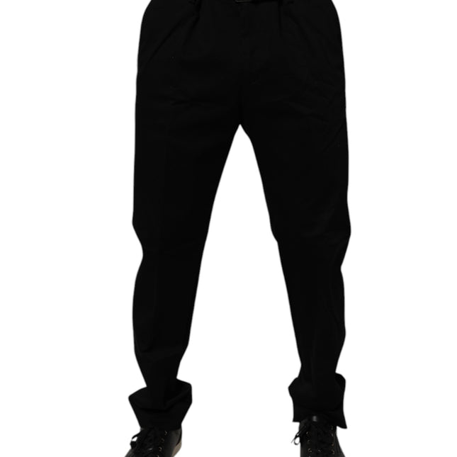 Dolce & Gabbana Black Cotton Men Skinny Dress Formal Pants