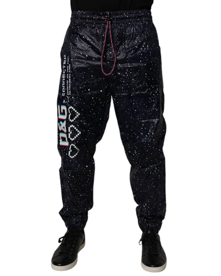 Dolce & Gabbana Dark Blue DG Game Print Cotton Jogger Pants