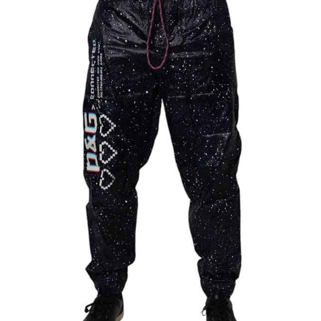 Dolce & Gabbana Dark Blue DG Game Print Cotton Jogger Pants