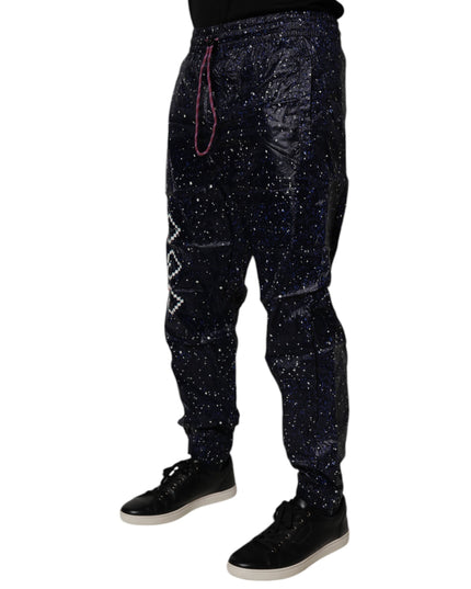 Dolce & Gabbana Dark Blue DG Game Print Cotton Jogger Pants