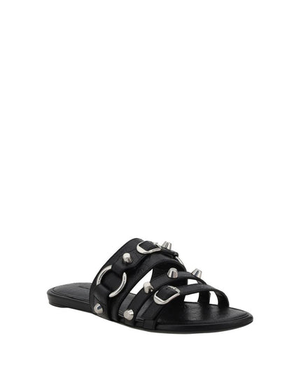 Balenciaga Black Calf Leather Bos Taurus Flat Sandals