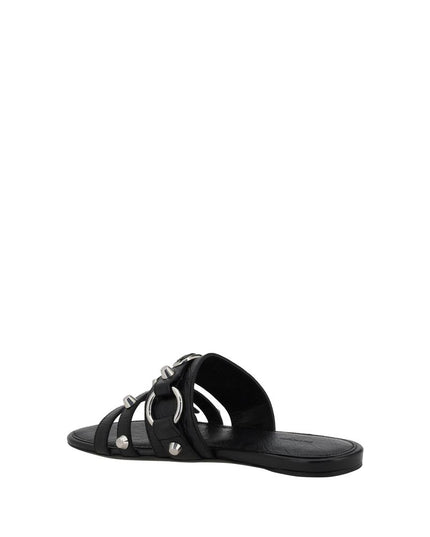 Balenciaga Black Calf Leather Bos Taurus Flat Sandals
