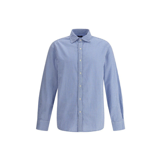 Deperlu Light Blue Cotton Pattern Shirt