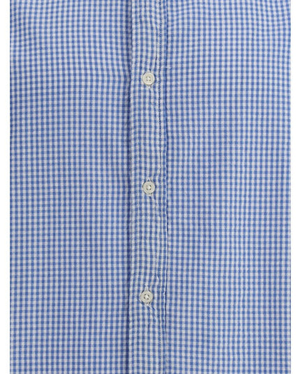Deperlu Light Blue Cotton Pattern Shirt