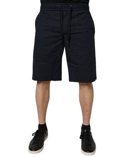 Dolce & Gabbana Dark Blue Cotton Bermuda Sweatshorts Shorts