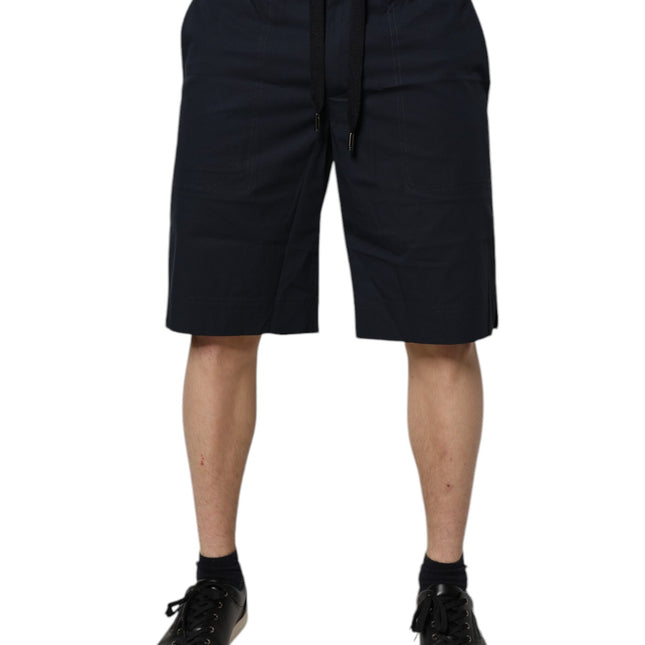 Dolce & Gabbana Dark Blue Cotton Bermuda Sweatshorts Shorts
