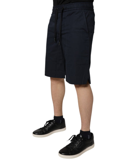 Dolce & Gabbana Dark Blue Cotton Bermuda Sweatshorts Shorts