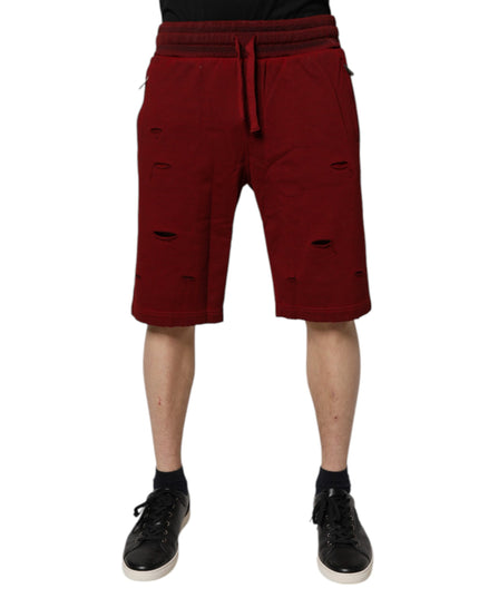 Dolce & Gabbana Maroon Rip Style Bermuda Sweatshorts Shorts