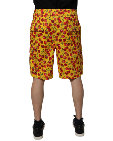 Dolce & Gabbana Yellow Cherry Print Cotton Men Bermuda Shorts