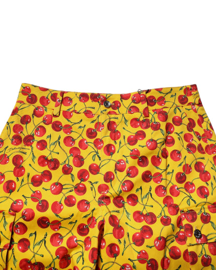 Dolce & Gabbana Yellow Cherry Print Cotton Men Bermuda Shorts