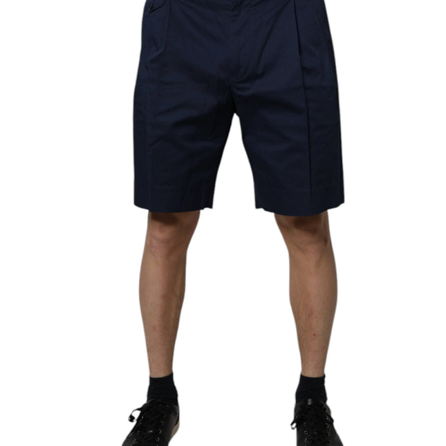 Dolce & Gabbana Dark Blue Cotton Mid Waist Men Bermuda Shorts