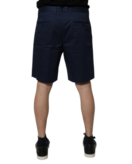 Dolce & Gabbana Dark Blue Cotton Mid Waist Men Bermuda Shorts