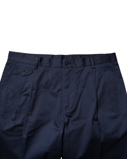 Dolce & Gabbana Dark Blue Cotton Mid Waist Men Bermuda Shorts