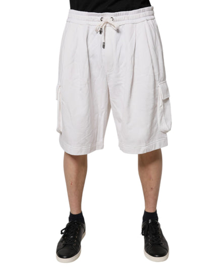 Dolce & Gabbana White Cotton Cargo Bermuda Sweatshorts Shorts