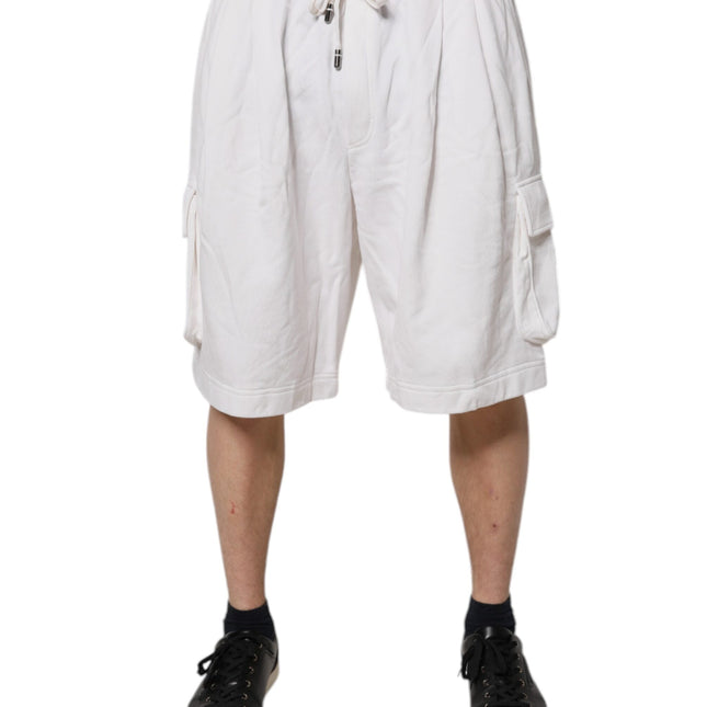 Dolce & Gabbana White Cotton Cargo Bermuda Sweatshorts Shorts