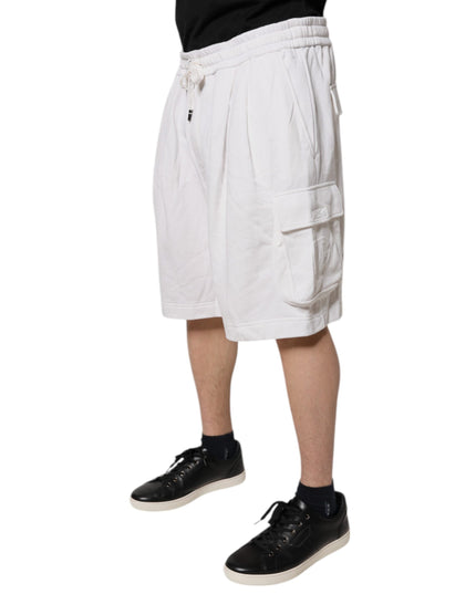 Dolce & Gabbana White Cotton Cargo Bermuda Sweatshorts Shorts