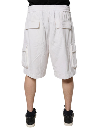 Dolce & Gabbana White Cotton Cargo Bermuda Sweatshorts Shorts