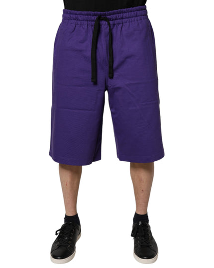 Dolce & Gabbana Purple Cotton Men Bermuda Sweatshorts Shorts
