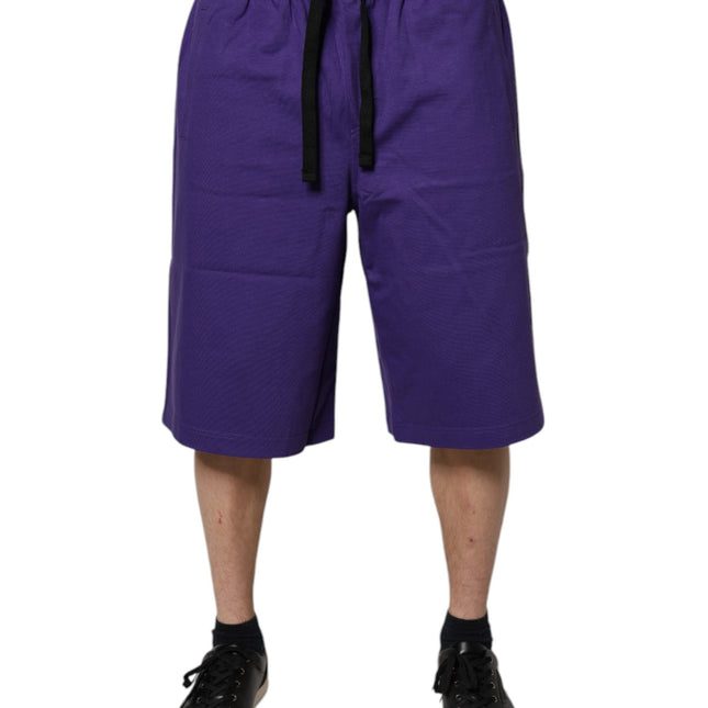 Dolce & Gabbana Purple Cotton Men Bermuda Sweatshorts Shorts