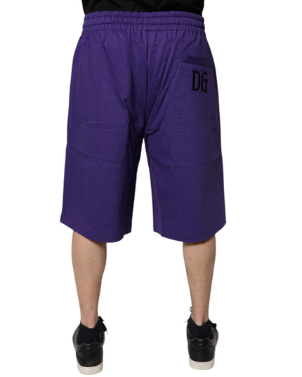 Dolce & Gabbana Purple Cotton Men Bermuda Sweatshorts Shorts