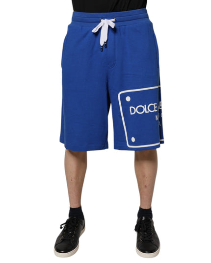Dolce & Gabbana Blue Logo Cotton Bermuda Sweatshorts Shorts