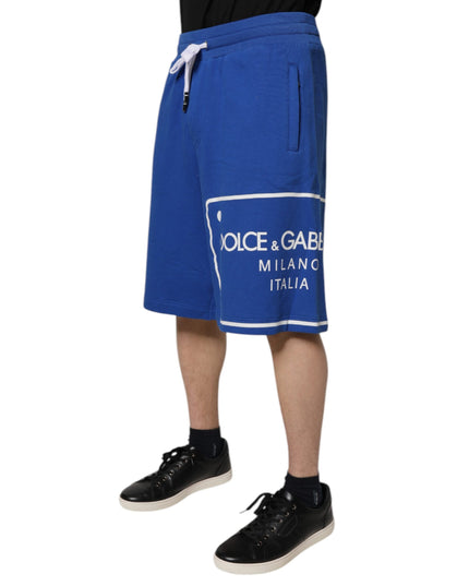 Dolce & Gabbana Blue Logo Cotton Bermuda Sweatshorts Shorts