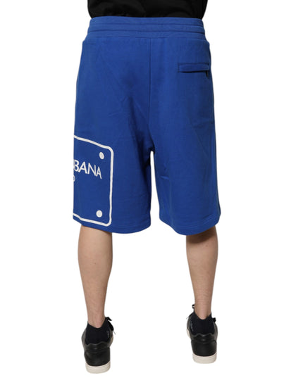 Dolce & Gabbana Blue Logo Cotton Bermuda Sweatshorts Shorts