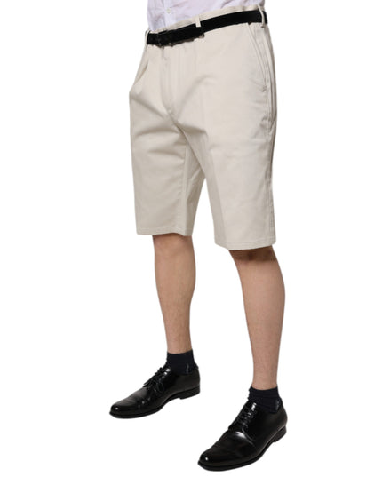 Dolce & Gabbana Beige Cotton Stretch Mid Waist Bermuda Shorts