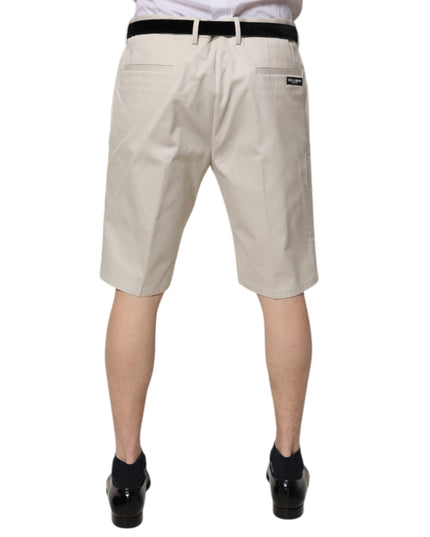 Dolce & Gabbana Beige Cotton Stretch Mid Waist Bermuda Shorts