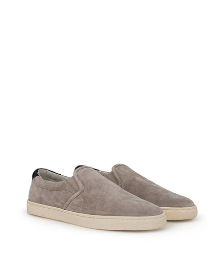 Brunello Cucinelli Beige Leather Slip-On Loafers