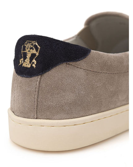 Brunello Cucinelli Beige Leather Slip-On Loafers