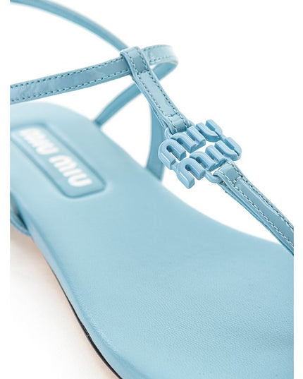 Miu Miu Blue Patent Leather Flip-Flop Sandals