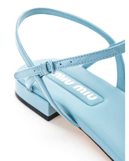 Miu Miu Blue Patent Leather Flip-Flop Sandals