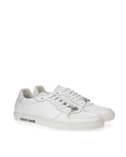 Roberto Cavalli White Leather Sneakers Luxe Footwear