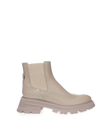 Alexander McQueen Chic Gray Leather Boots for Elegant Steps