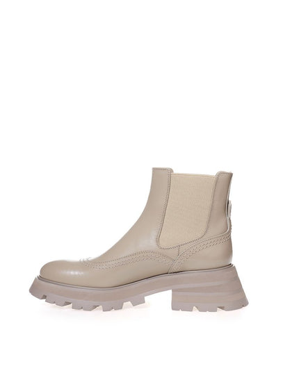 Alexander McQueen Chic Gray Leather Boots for Elegant Steps