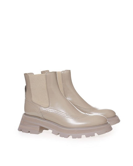 Alexander McQueen Chic Gray Leather Boots for Elegant Steps
