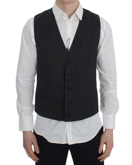 Dolce & Gabbana Gray Striped Formal Vest