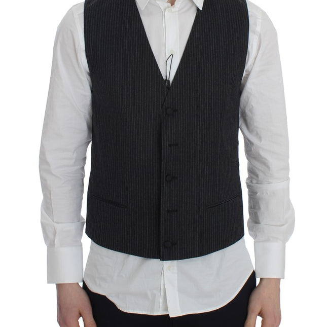 Dolce & Gabbana Gray Striped Formal Vest